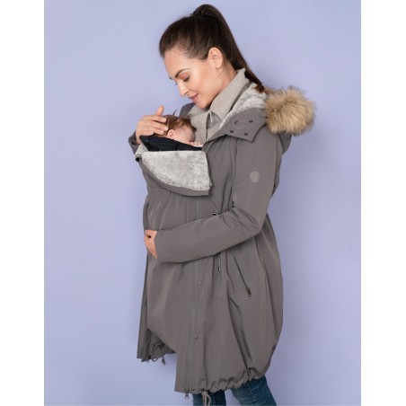 Parka grossesse gris évolutif couvre bébé