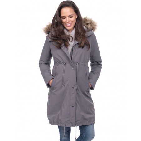 Parka grossesse gris évolutif couvre bébé