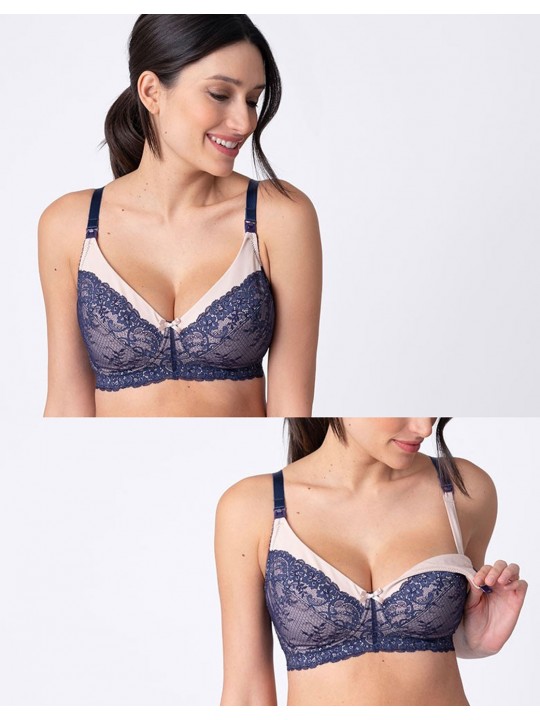 Soutien gorge allaitement dentelle bleue Valeria