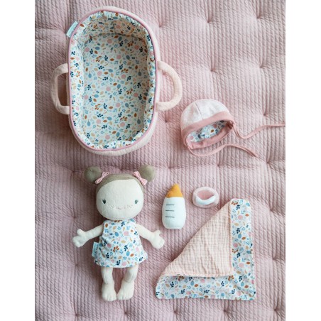 Set couffin poupon et accessoires tissus Rosa