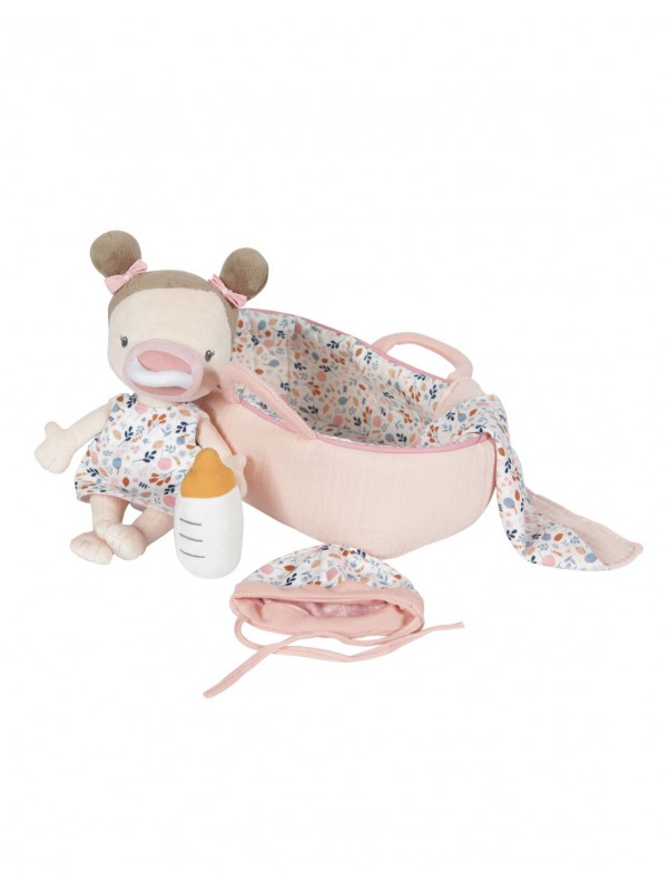 Set couffin poupon et accessoires tissus Rosa