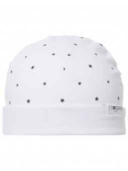 Bonnet bébé naissance blanc étoiles réversible