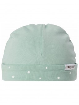 Bonnet layette bébé vert étoiles réversible