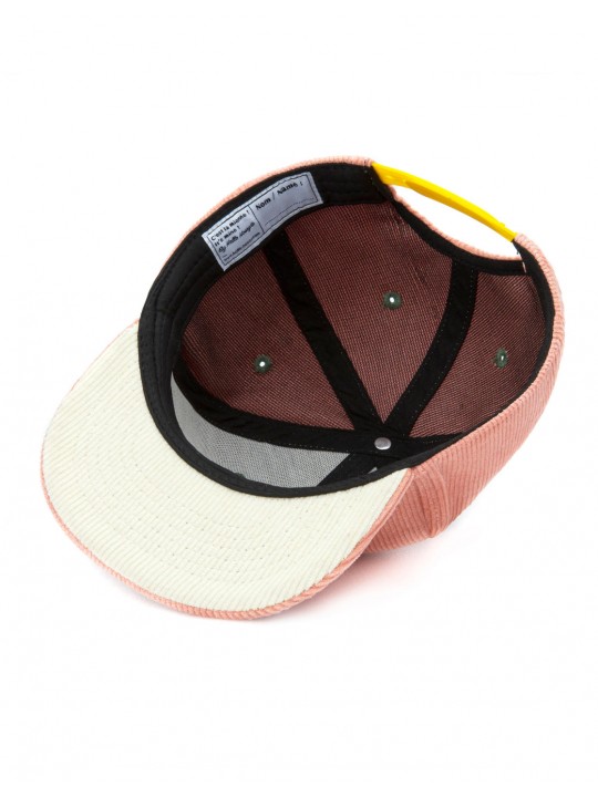 Casquette velours saumon et vert foncé