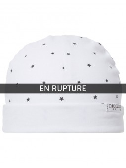 Bonnet layette bébé blanc étoiles réversible