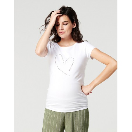 Tee shirt grossesse blanc coeur