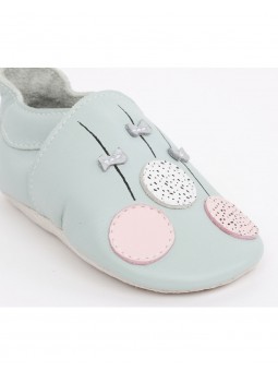 Chaussons cuir | Ballons bleu