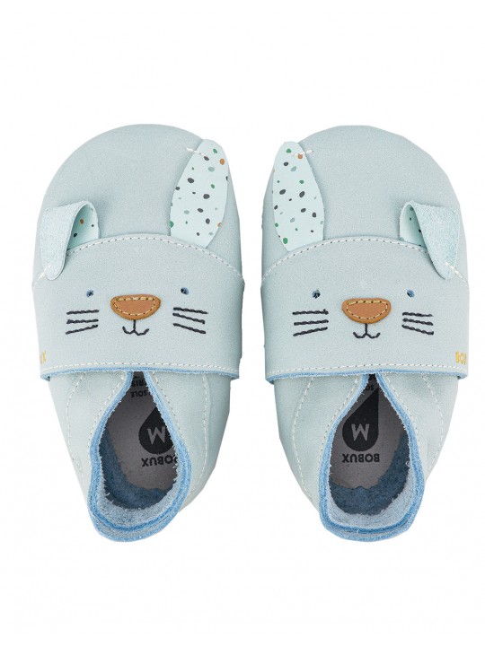 Chaussons cuir | Lapin bleu