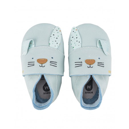 Chaussons cuir | Lapin bleu