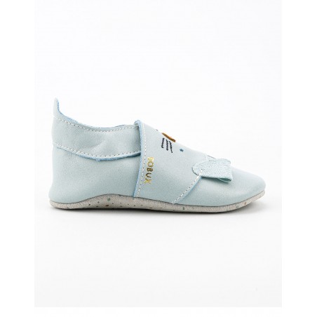 Chaussons cuir | Lapin bleu