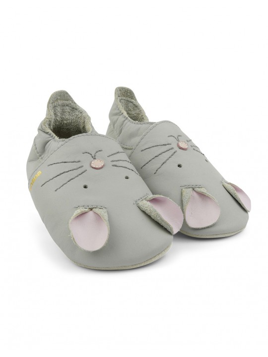 Chaussons cuir | Lapin gris