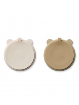 Duo assiettes plates ventouses | Sandy mix