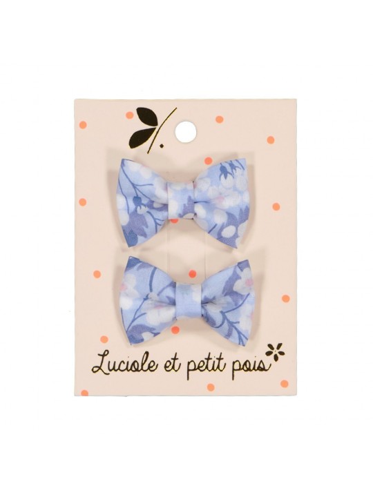 Duo mini barrettes papillon Liberty mitsi jacinthe