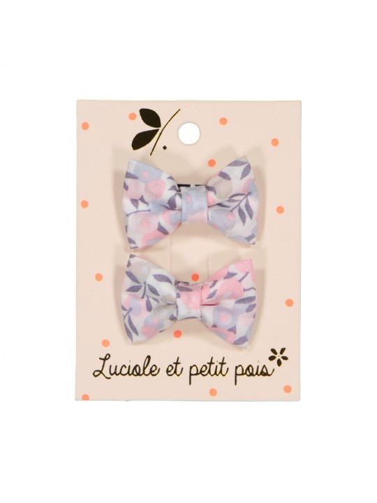 Duo mini barrettes papillon Liberty mitsi jacinthe rose