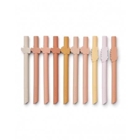 Lot 10 pailles silicone | Safari rose mix