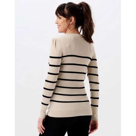 Pull grossesse beige rayures | Zana