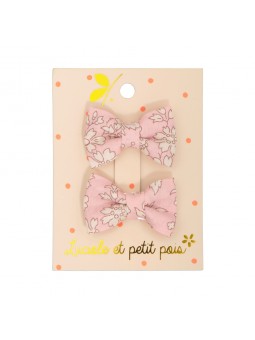 Duo mini barrettes bébé papillon Liberty Capel rose