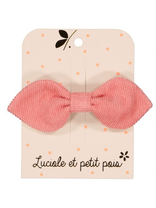 Barrette noeud lapin | Velours rose