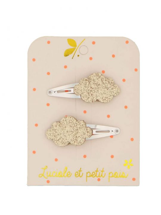 Duo barrettes nuages | Or