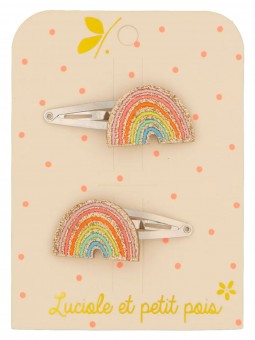 Duo barrettes Arc-en-Ciel multicolores