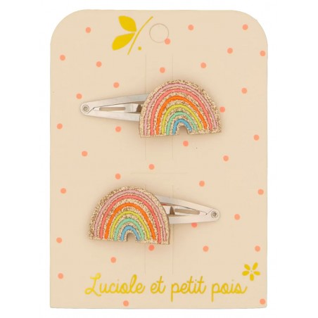 Duo barrettes Arc-en-Ciel multicolores