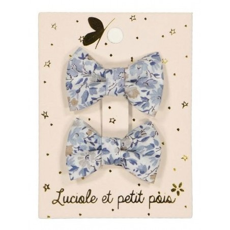 Duo mini barrettes papillon | Liberty Hannah Rose - Bleu