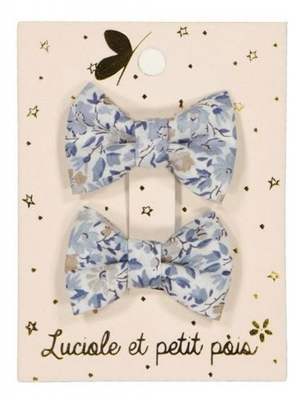 Duo mini barrettes papillon | Liberty Hannah Rose - Bleu