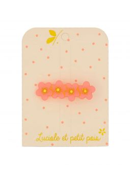 Barrette | 4 fleurs de sakura rose fluo