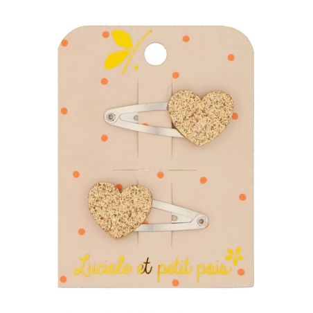 Duo mini barrettes coeur | Or