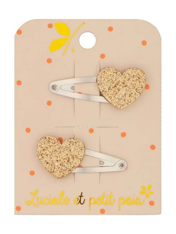 Duo mini barrettes coeur | Or