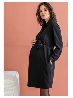 Robe chemisier grossesse et allaitement | Noir irisé