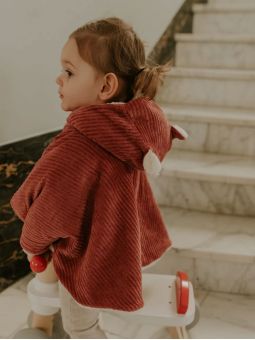 Poncho bébé Velours | Framboise