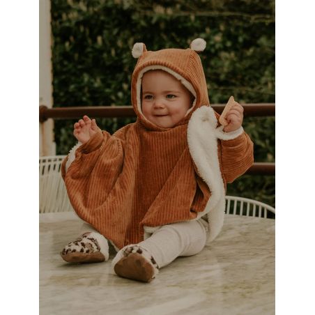 Poncho bébé Velours | Camel