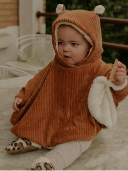 Poncho bébé Velours | Camel