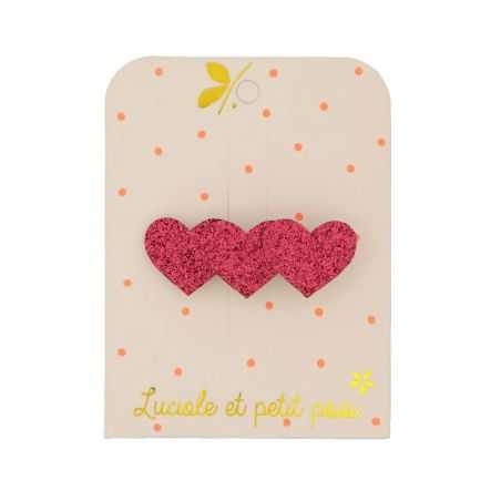 Barrette | 3 coeurs framboise