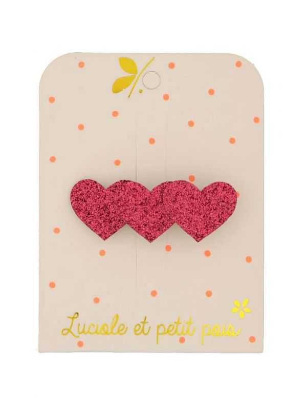 Barrette | 3 coeurs framboise