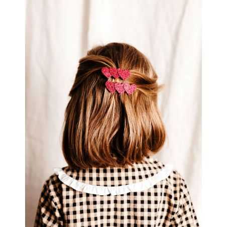 Barrette | 3 coeurs framboise