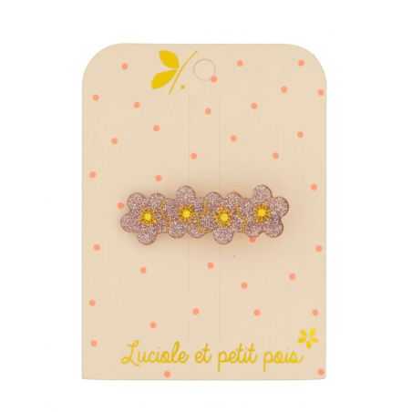 Barrette 4 fleurs sakura | Rose glitter