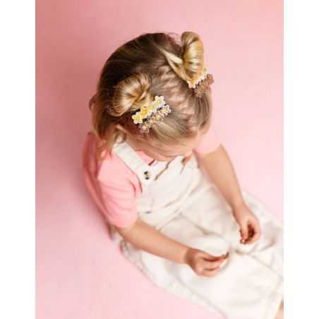 Barrette 4 fleurs sakura | Rose glitter