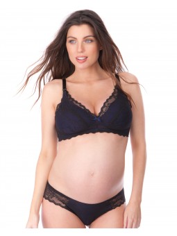 Soutien gorge allaitement dentelle bleu et noir - Raleigh