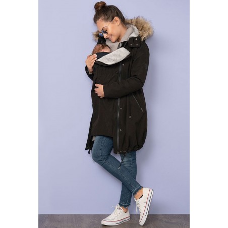 Parka grossesse noire et couvre bébé