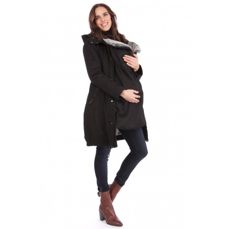 Parka grossesse noire et couvre bébé