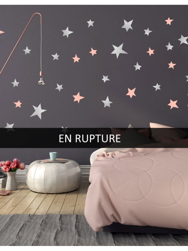 Stickers étoiles argent et rose poudré